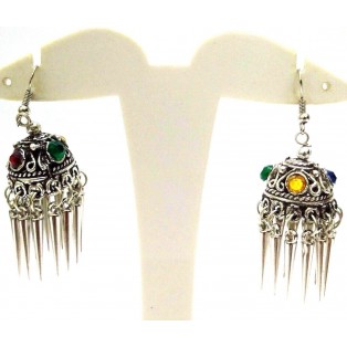Silver Oxidized Earring Jhumka Jhumki Imitation Ethnic Jewelry Long Dangle AE43